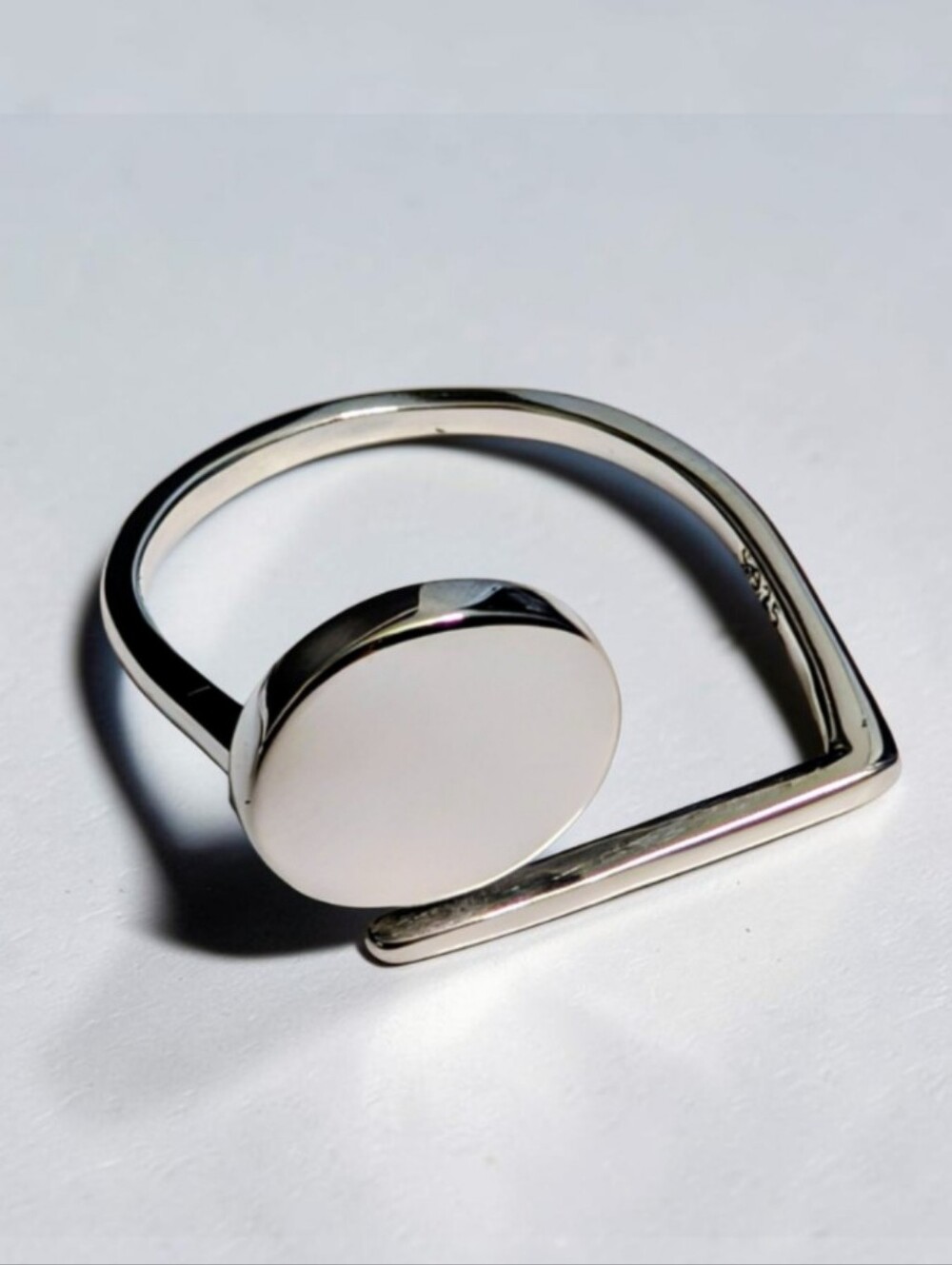 Nib! 925 Sterling Silver Minimalistic Geometric Sculptural Silver Open Ring